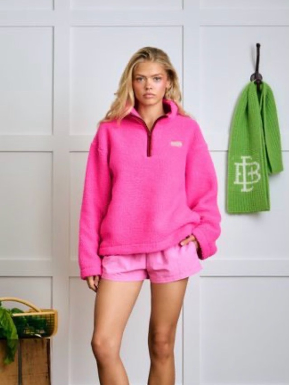 Vibrant Hot Pink Half-Zip Sherpa Pullover